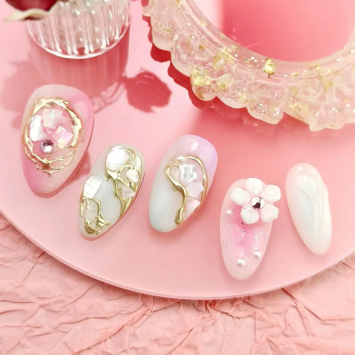 10pcs Handmade Press-On Almond Nails Bundle-3