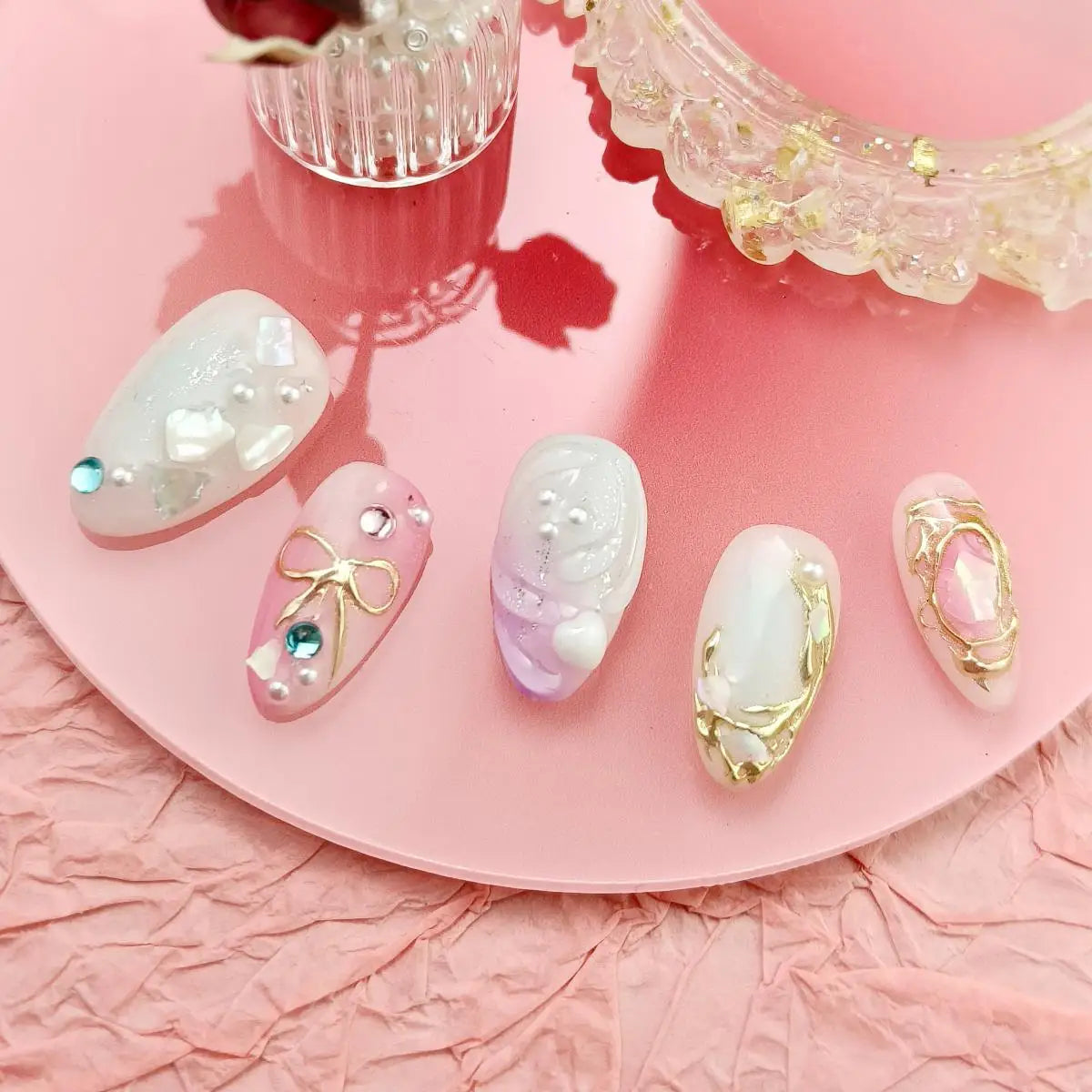 10pcs Handmade Press-On Almond Nails Bundle-4