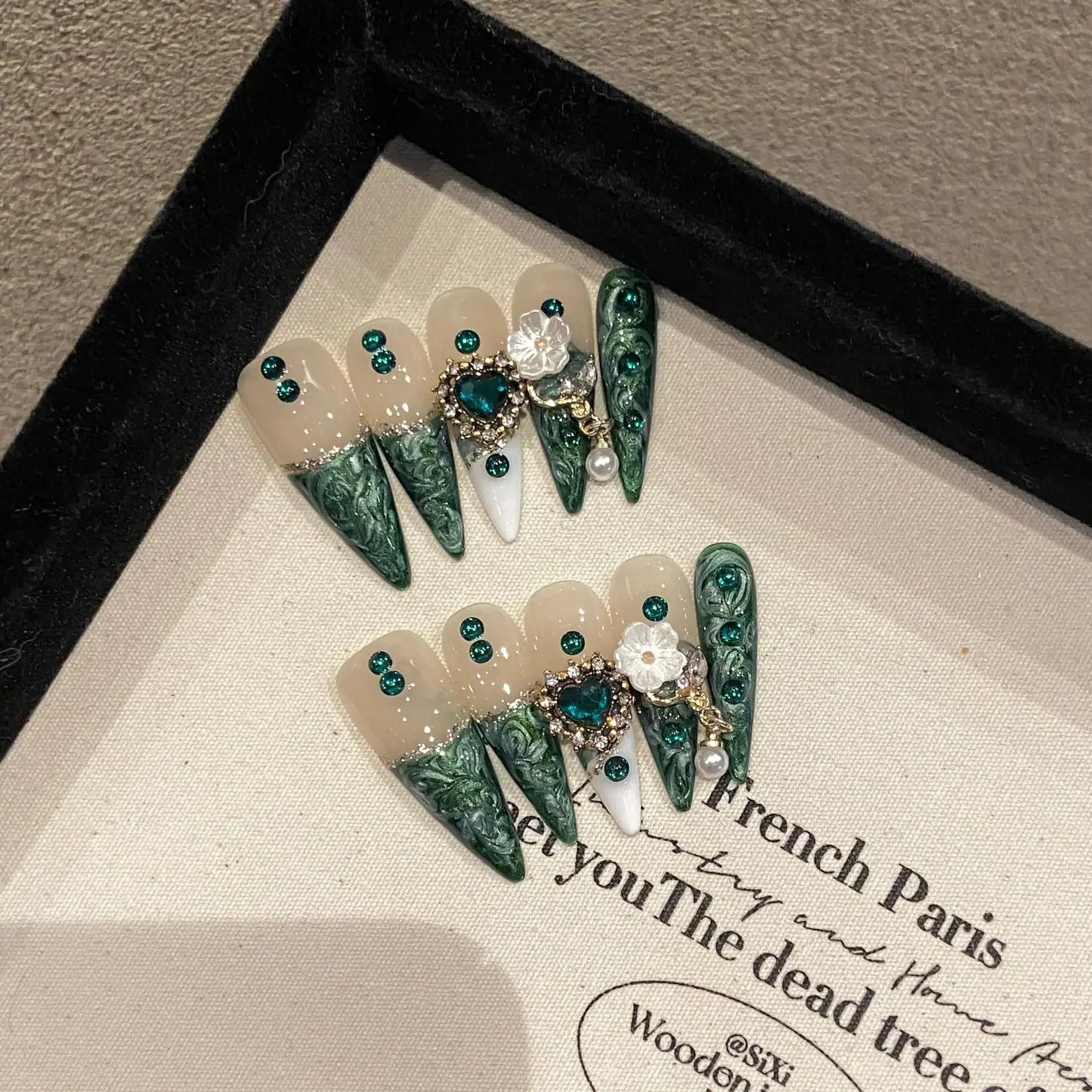 Butterfly Camellia Stiletto Nails-5