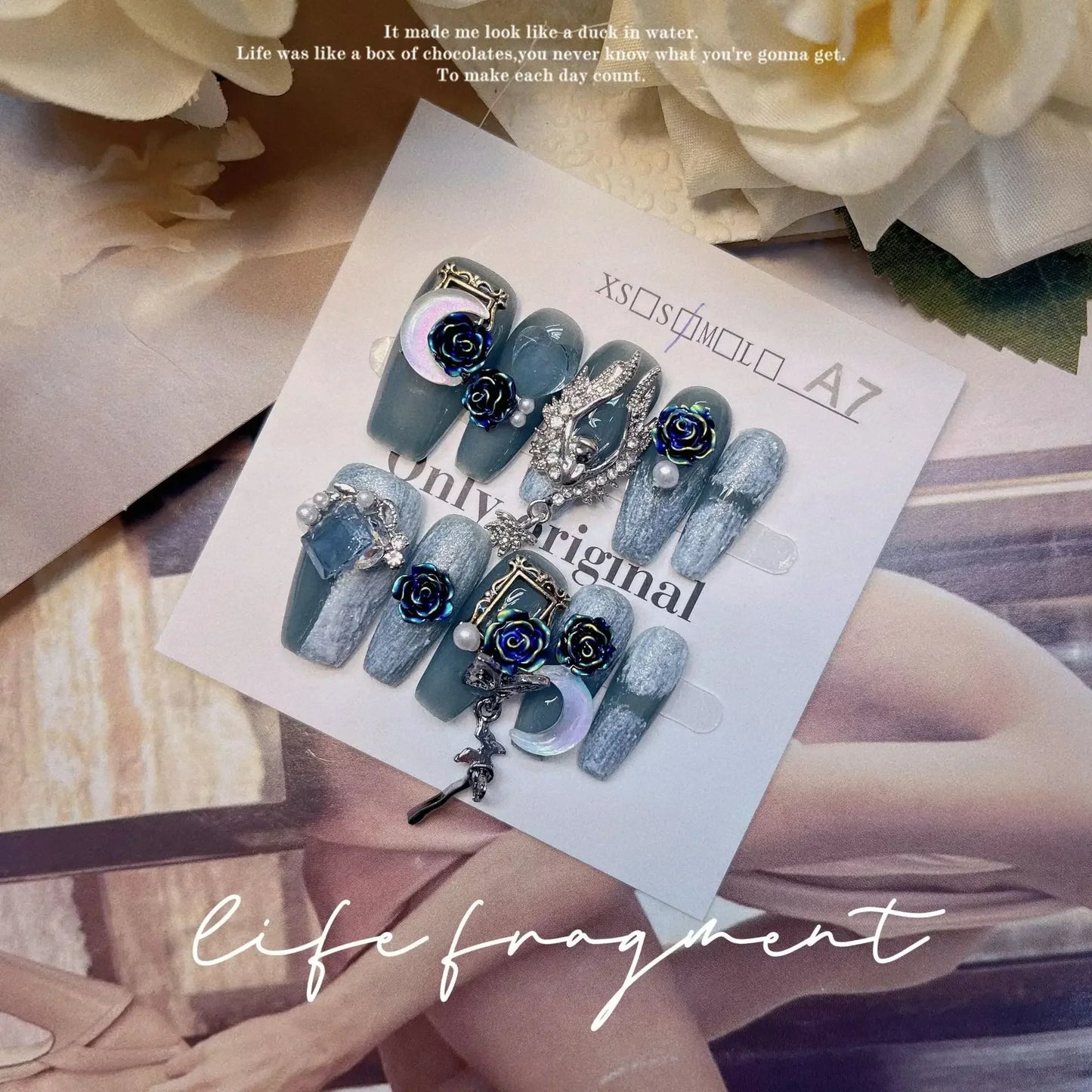Butterfly Camellia Stiletto Nails-11