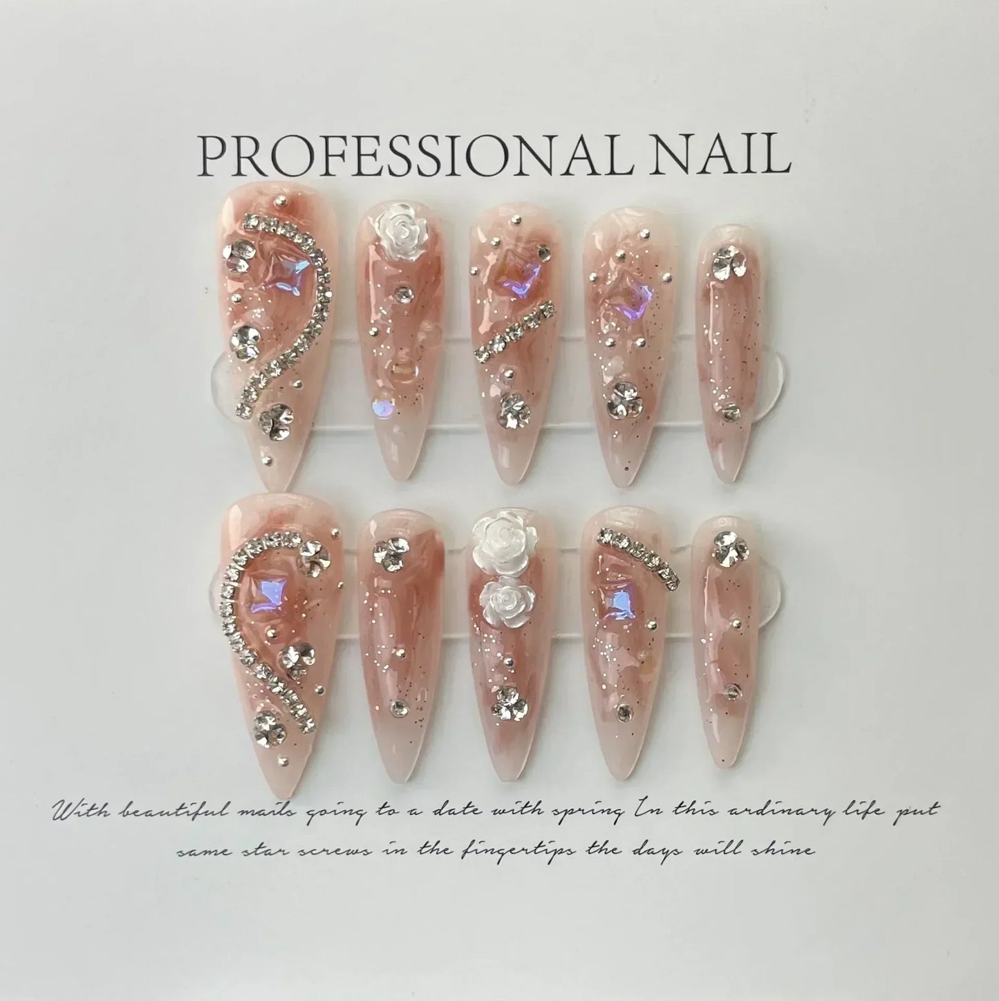 Butterfly Camellia Stiletto Nails-13