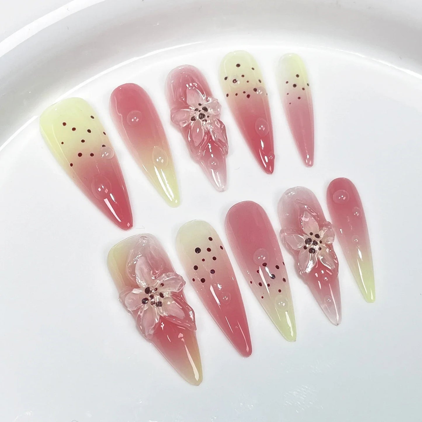 Handmade Long Pointed Almond Press On Nails-6