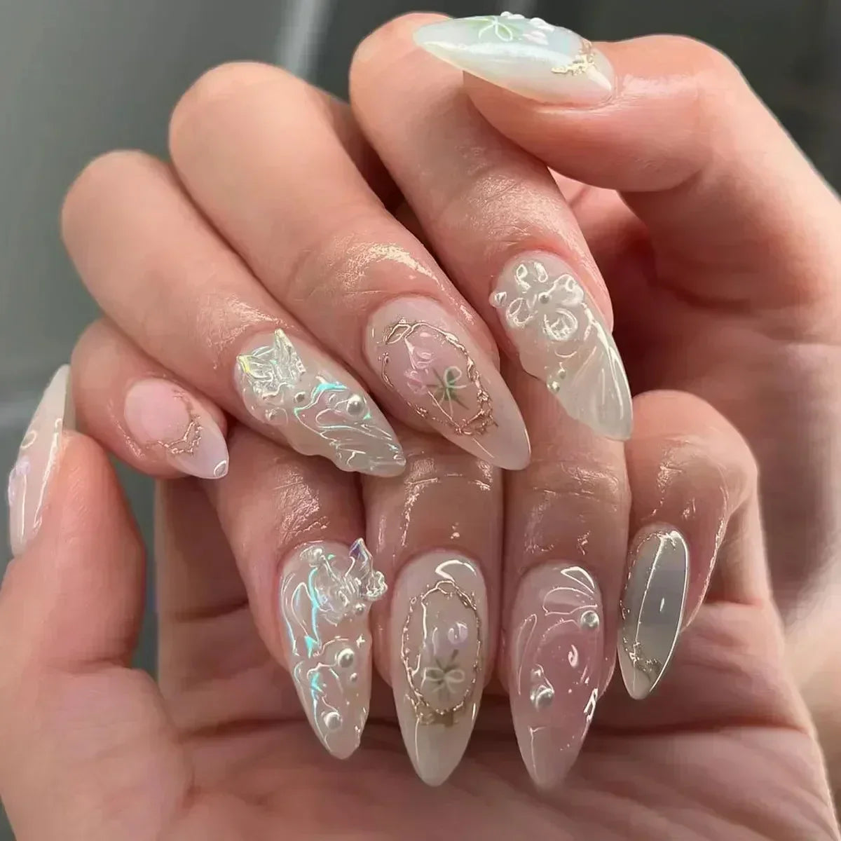Pink Almond False Nails-0