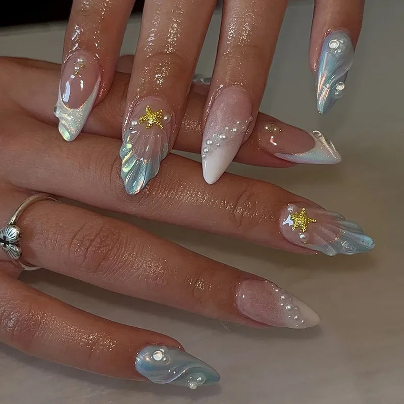 Pink Almond False Nails-5