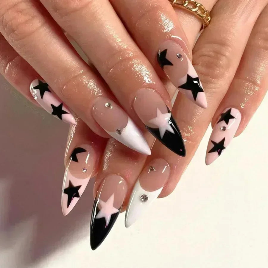 Pink Almond False Nails-9