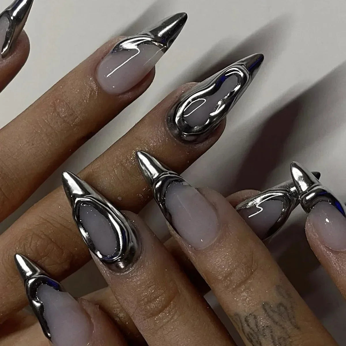 Pink Almond False Nails-12