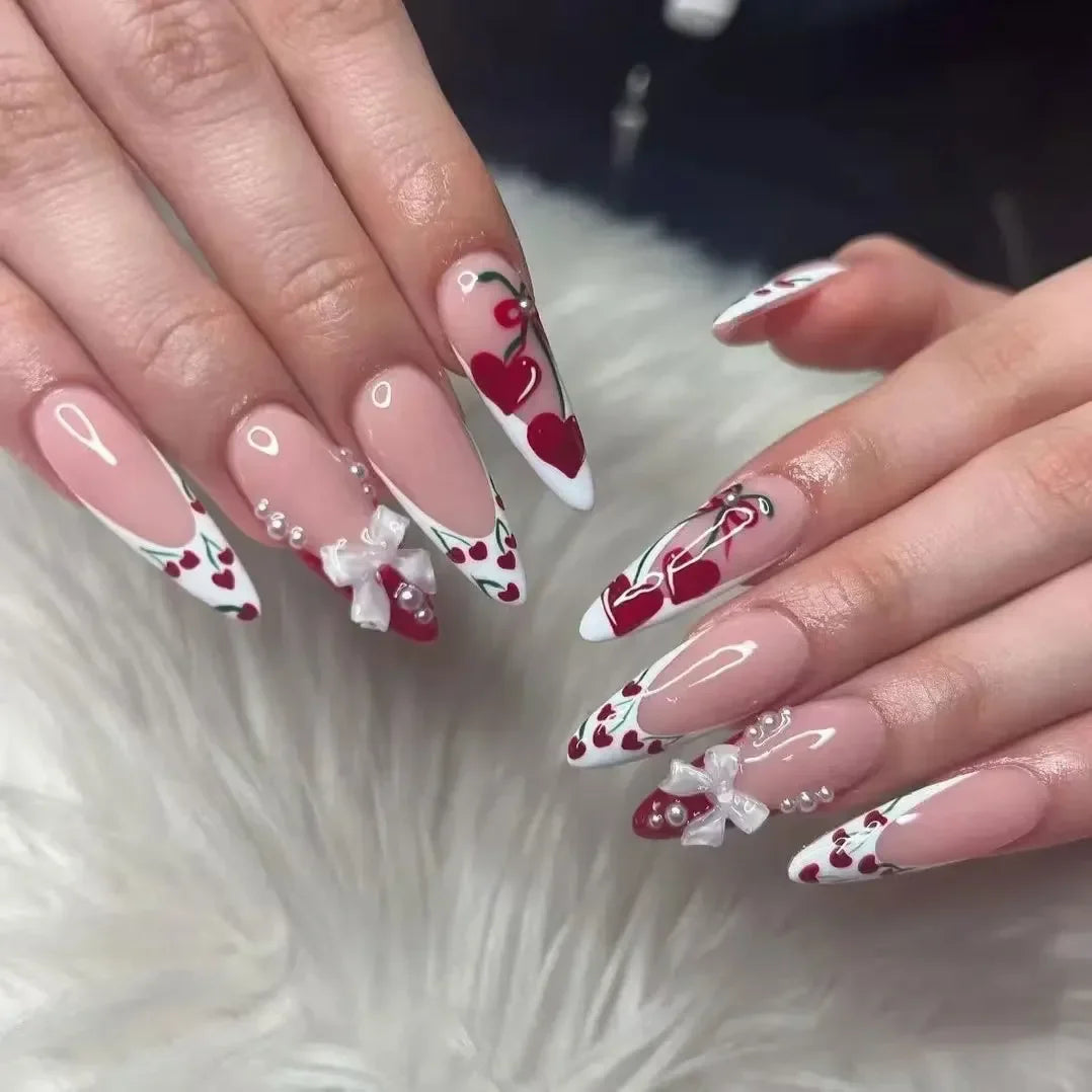 Pink Almond False Nails-15