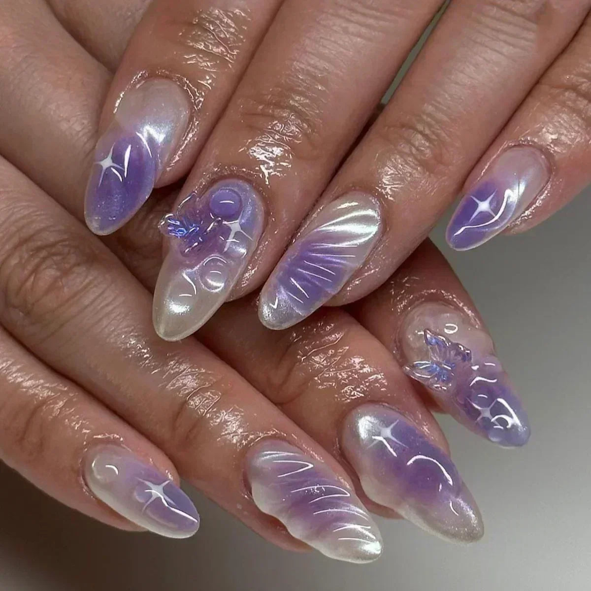 Pink Almond False Nails-18