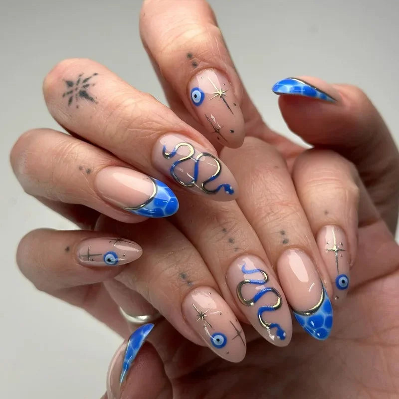 Pink Almond False Nails-21