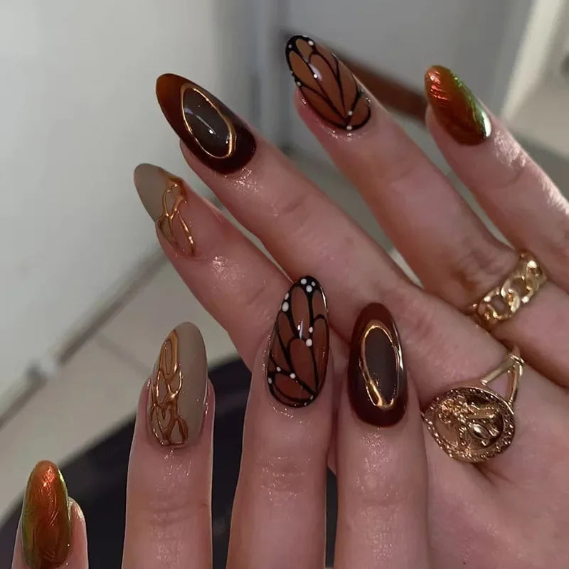 Pink Almond False Nails-22
