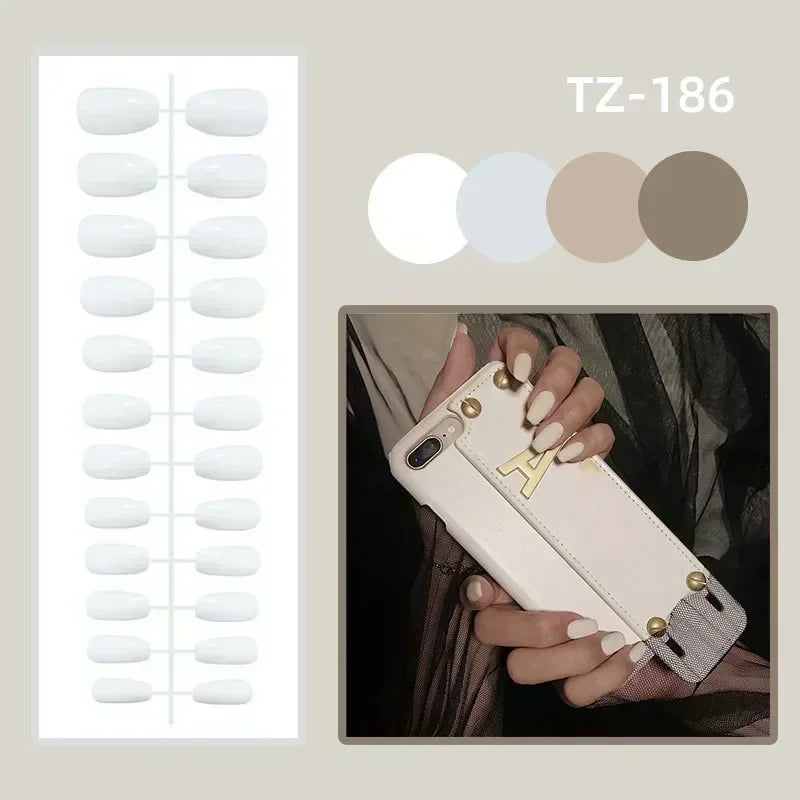 Pink Almond False Nails-24