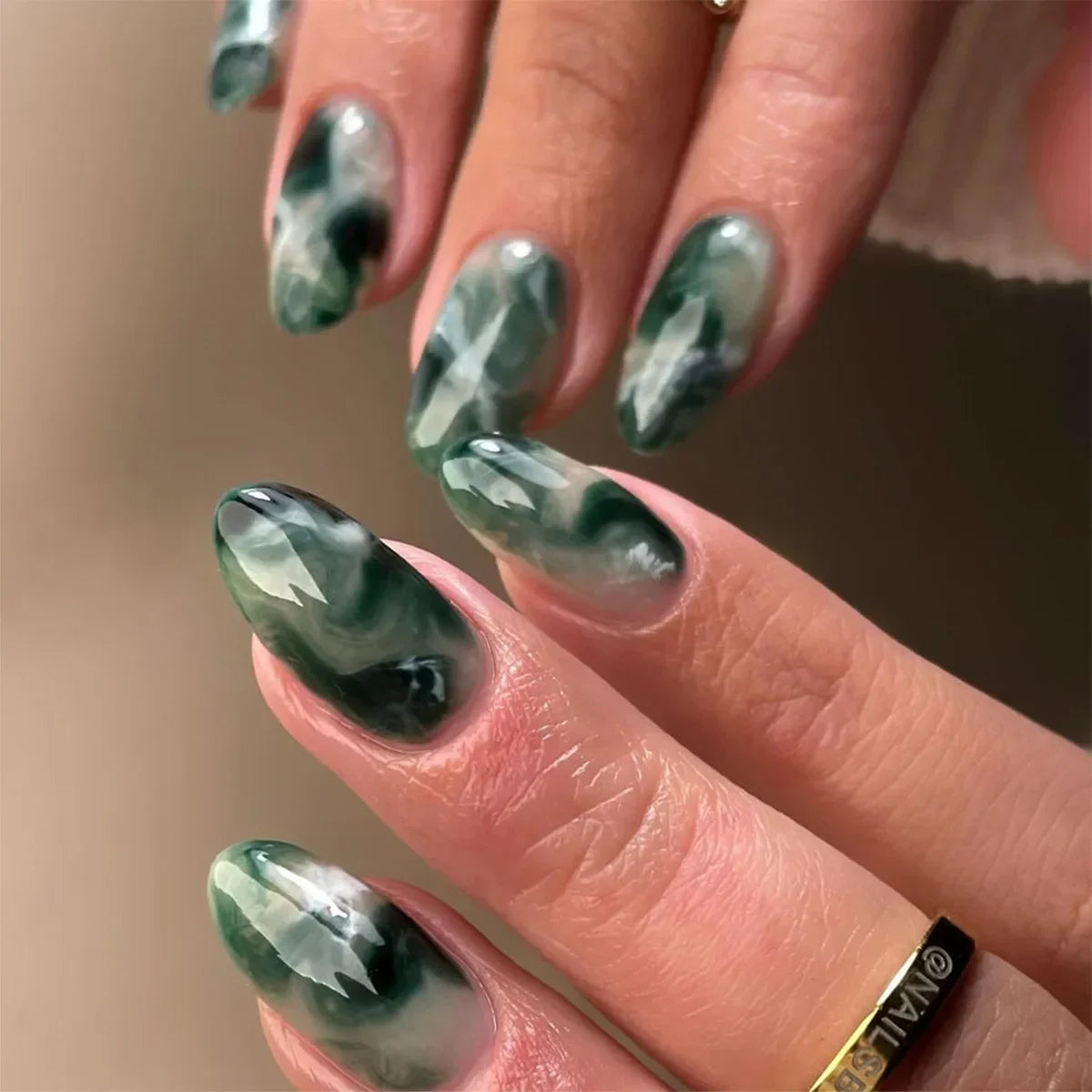 Pink Almond False Nails-26
