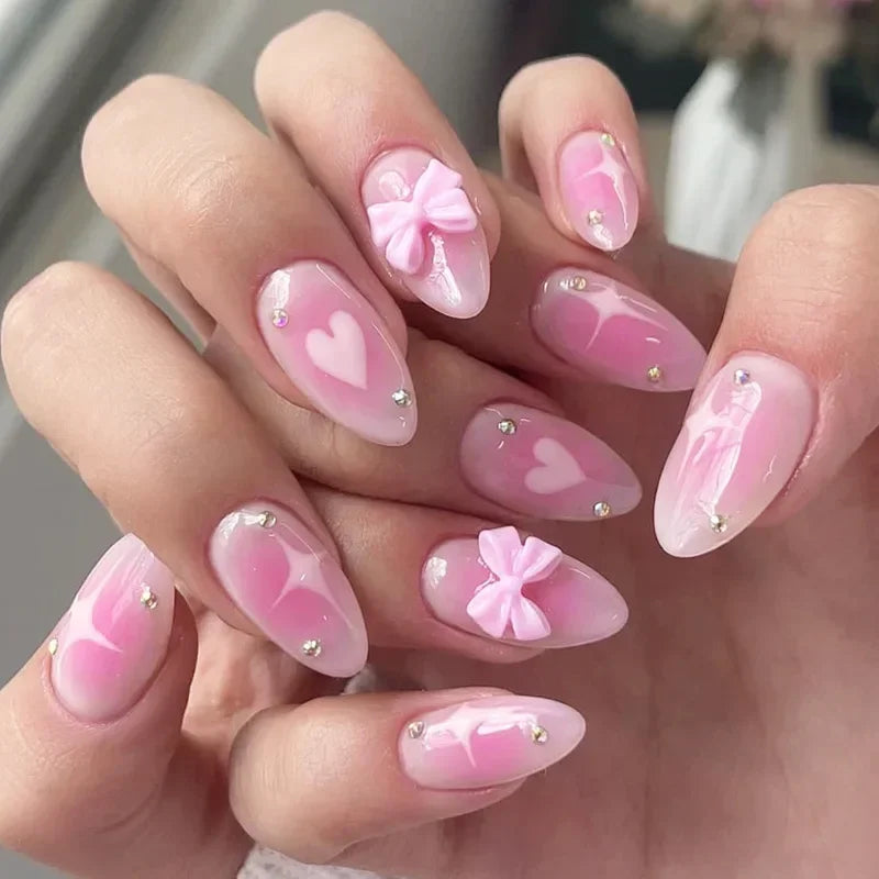 Colorful 3D Flower & Butterfly Press-On Nails-35