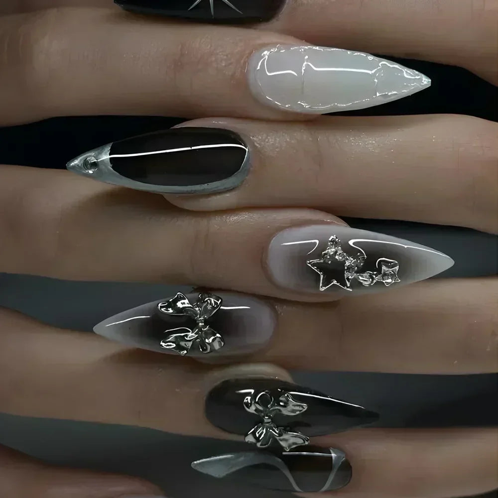 Pink Almond False Nails-55