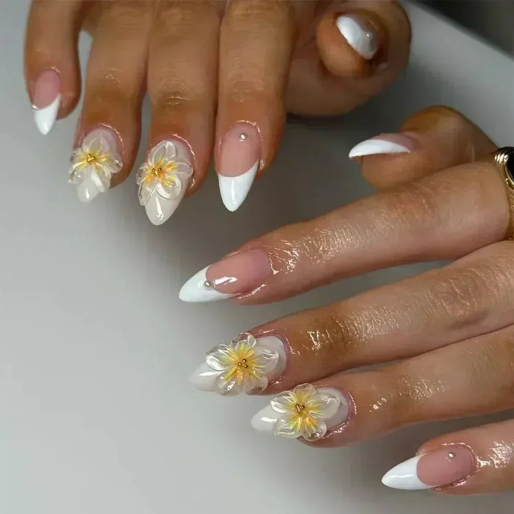 Pink Almond False Nails-40