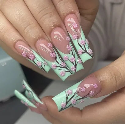 Strawberry & Bear Themed Fake Nails-29
