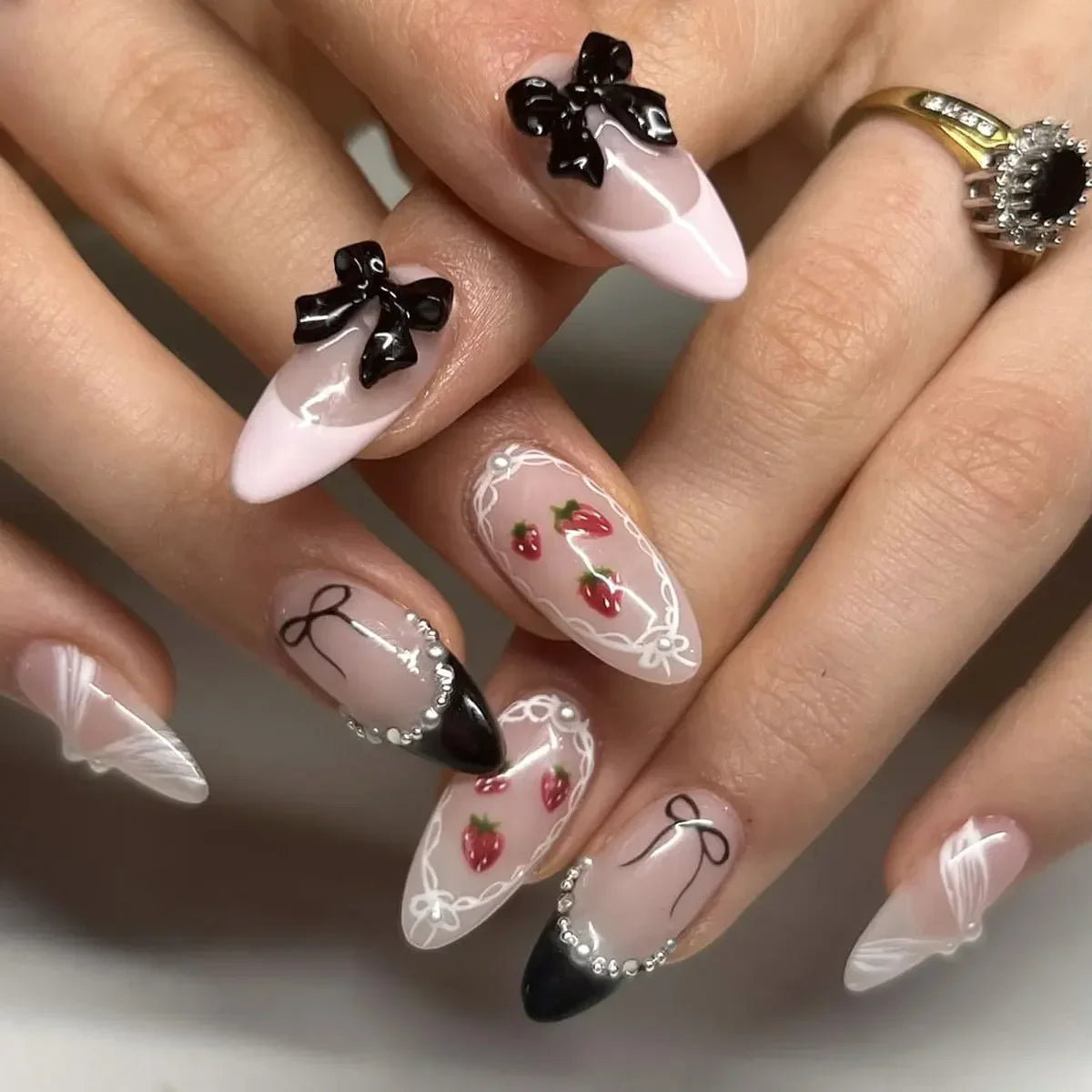 Colorful 3D Flower & Butterfly Press-On Nails-51