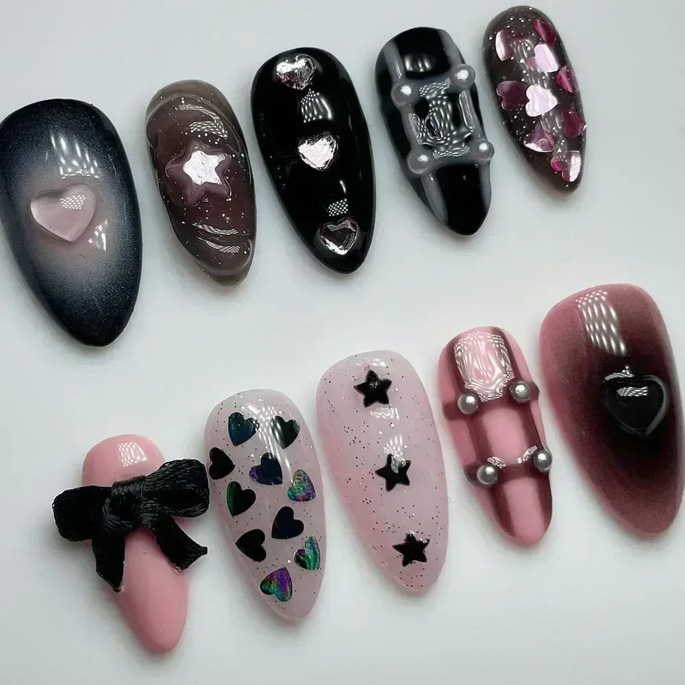 Pink Almond False Nails-39