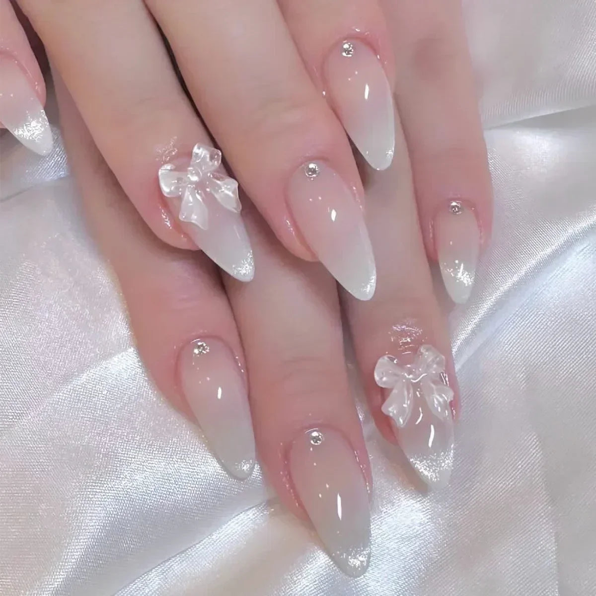 Pink Almond False Nails-63