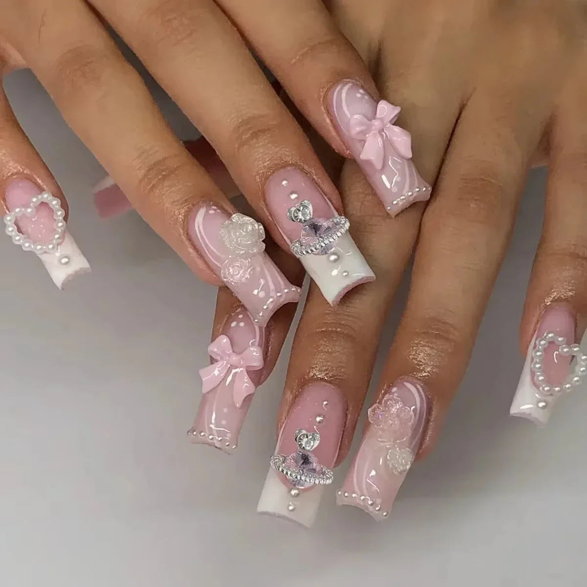 Strawberry & Bear Themed Fake Nails-6