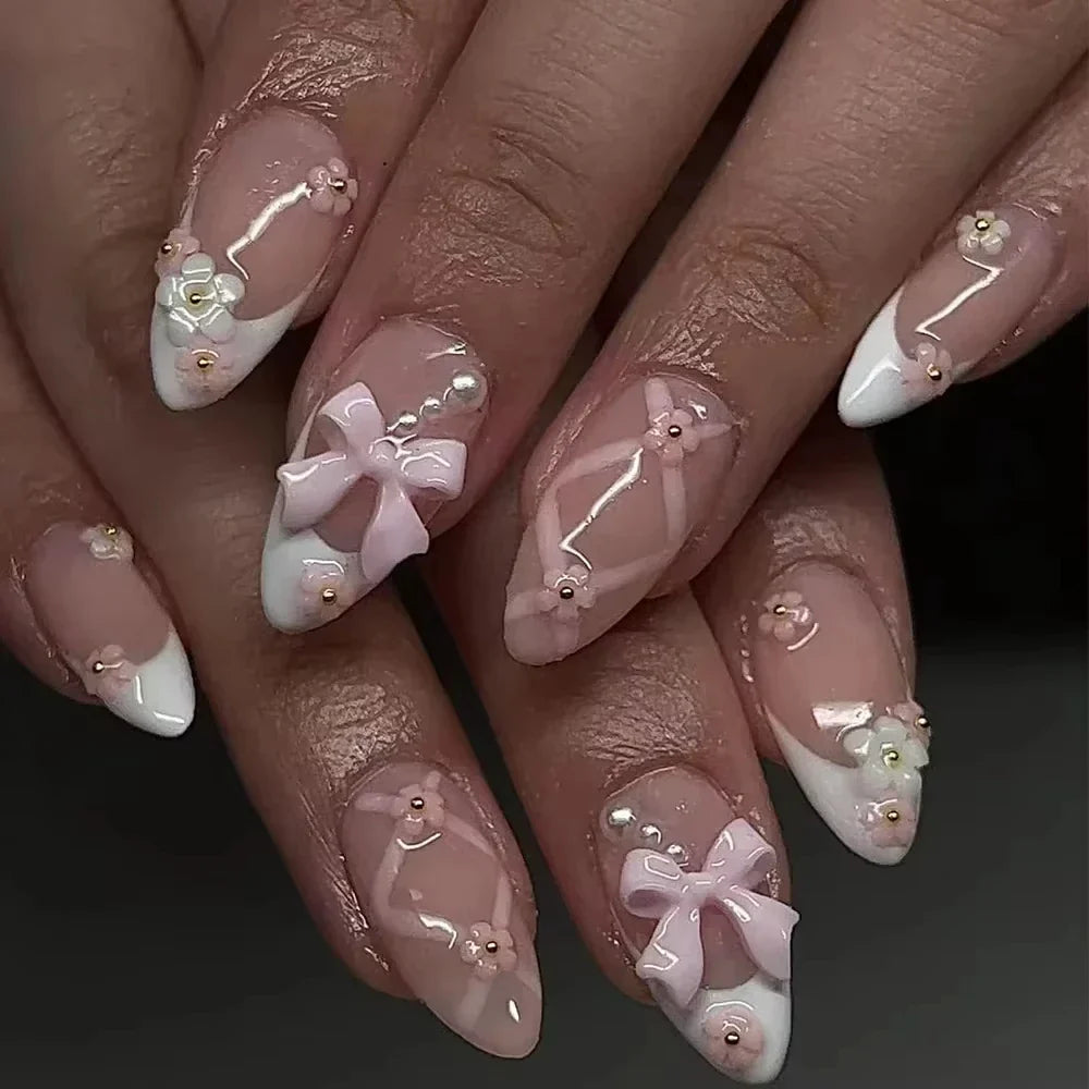 Strawberry & Bear Themed Fake Nails-13