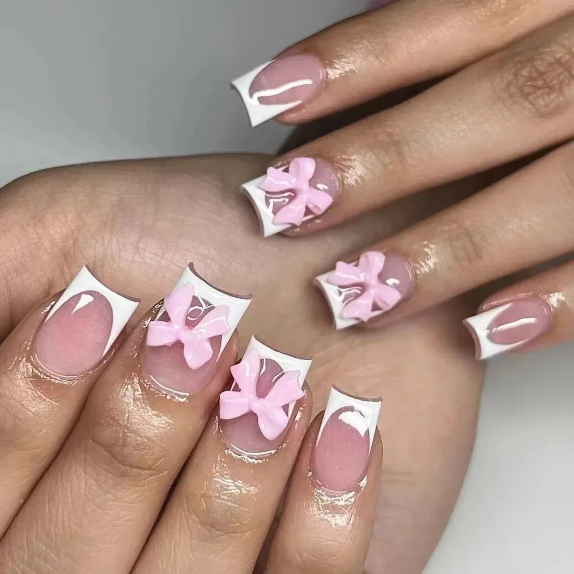 Strawberry & Bear Themed Fake Nails-17