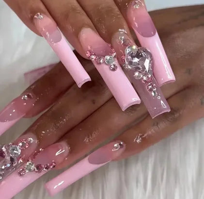Strawberry & Bear Themed Fake Nails-21