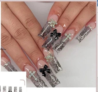 Strawberry & Bear Themed Fake Nails-23