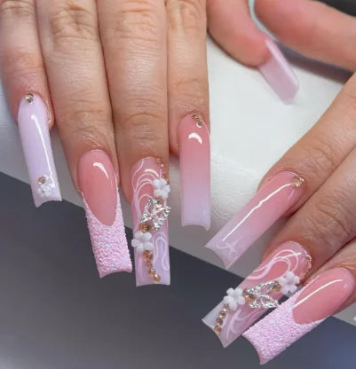 Strawberry & Bear Themed Fake Nails-24