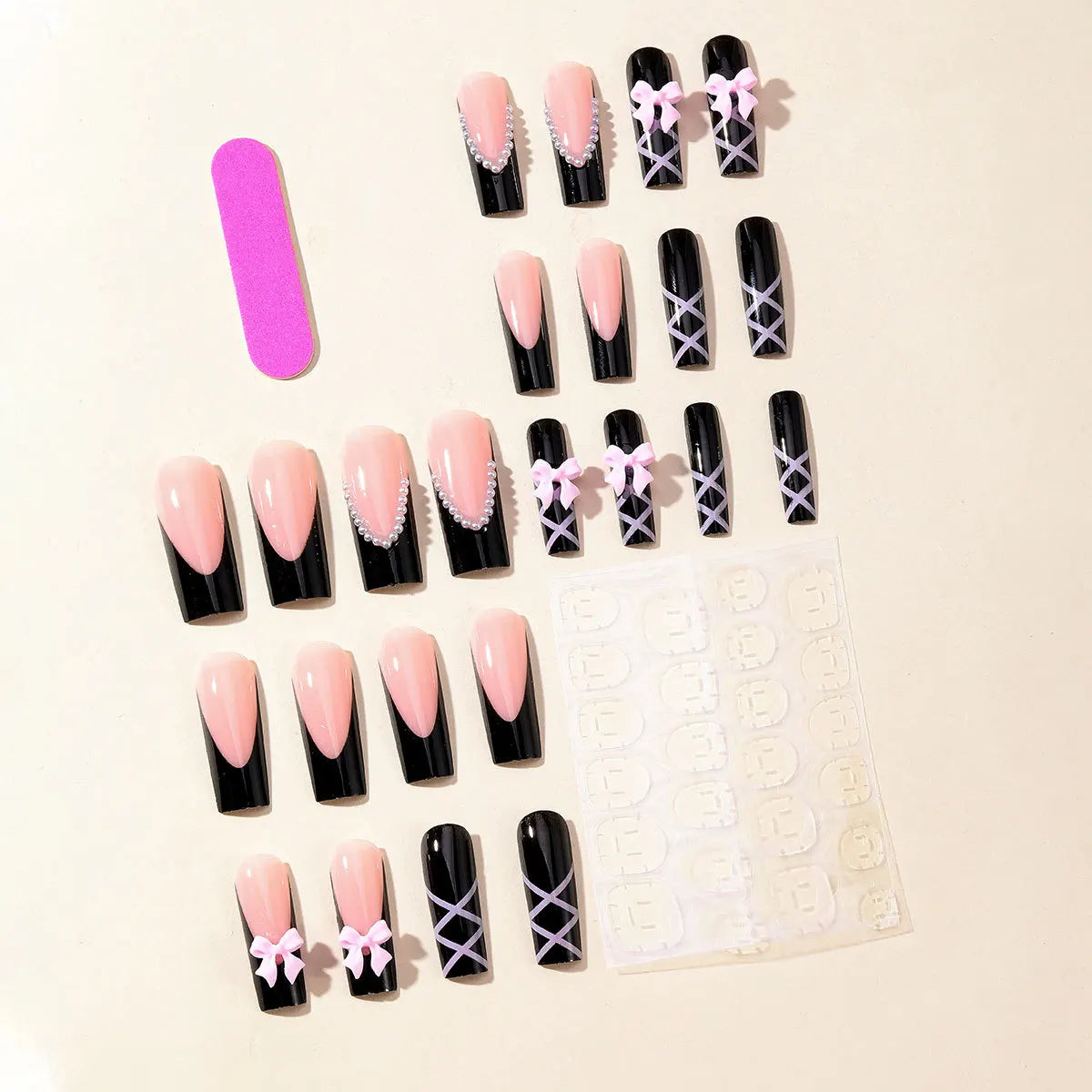 Y2K Black French Fake Nails-1