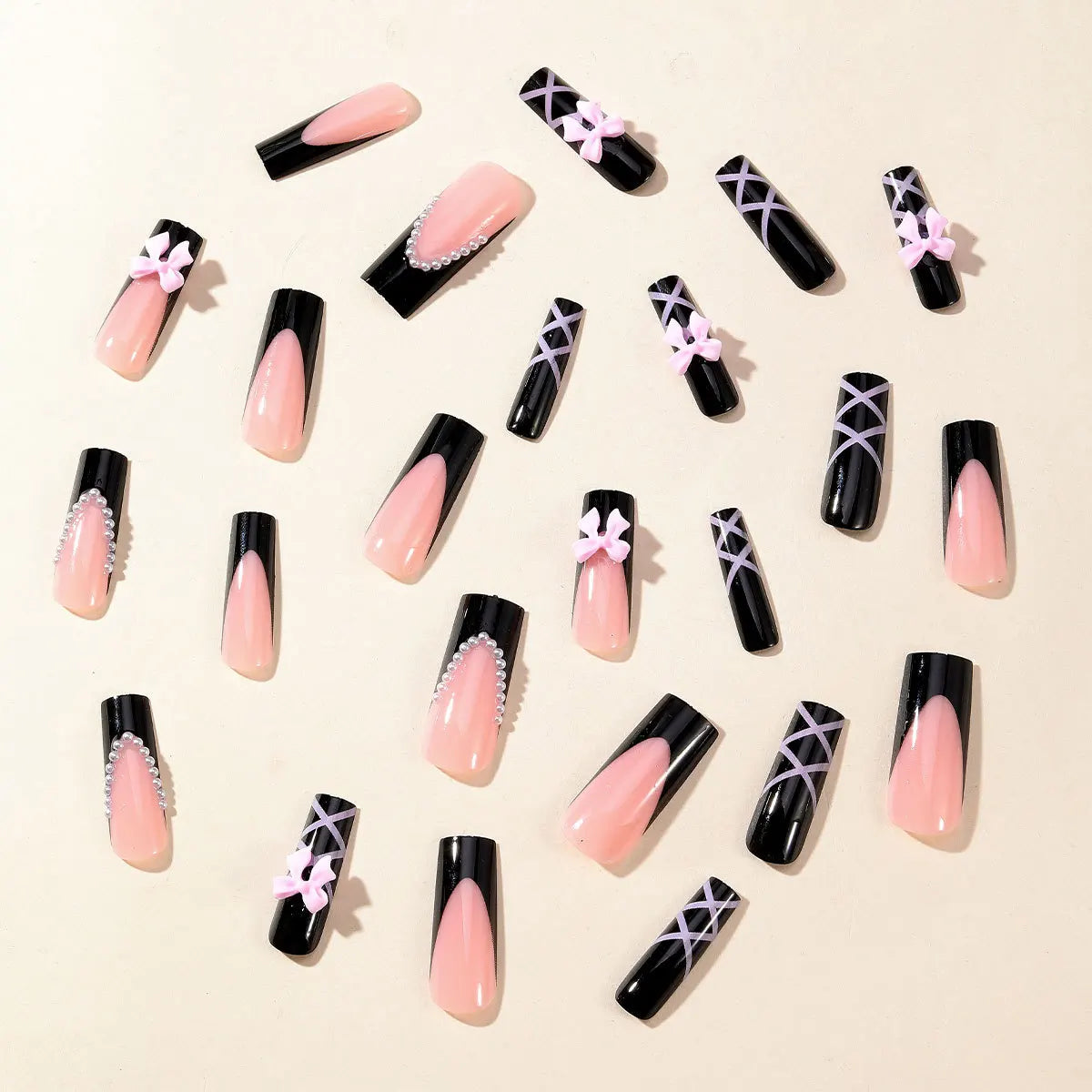 Y2K Black French Fake Nails-2