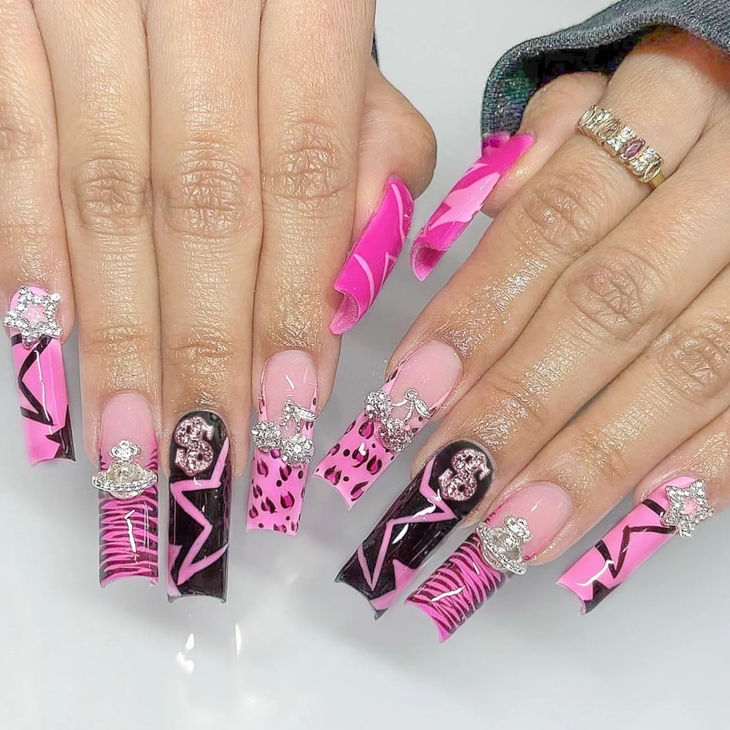 Y2K Black French Fake Nails-6