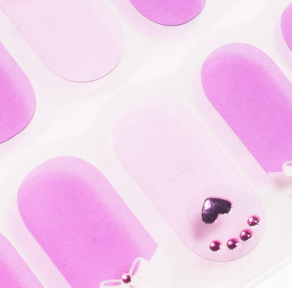 Lavender Heart Gel Nails-1