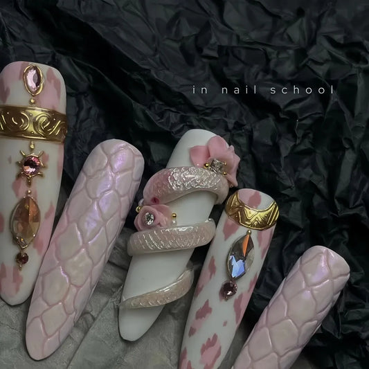 10 Pcs Handmade 3D Floral Press On Nails-0