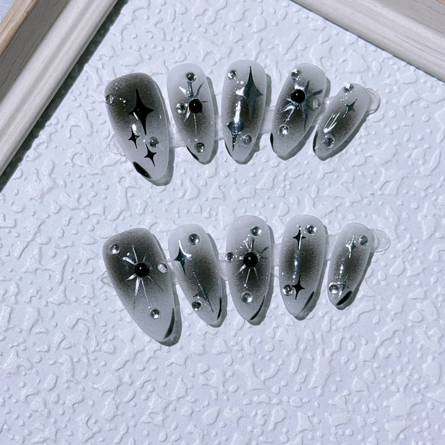 10 Pcs Metallic Glitter Press On Nails-8
