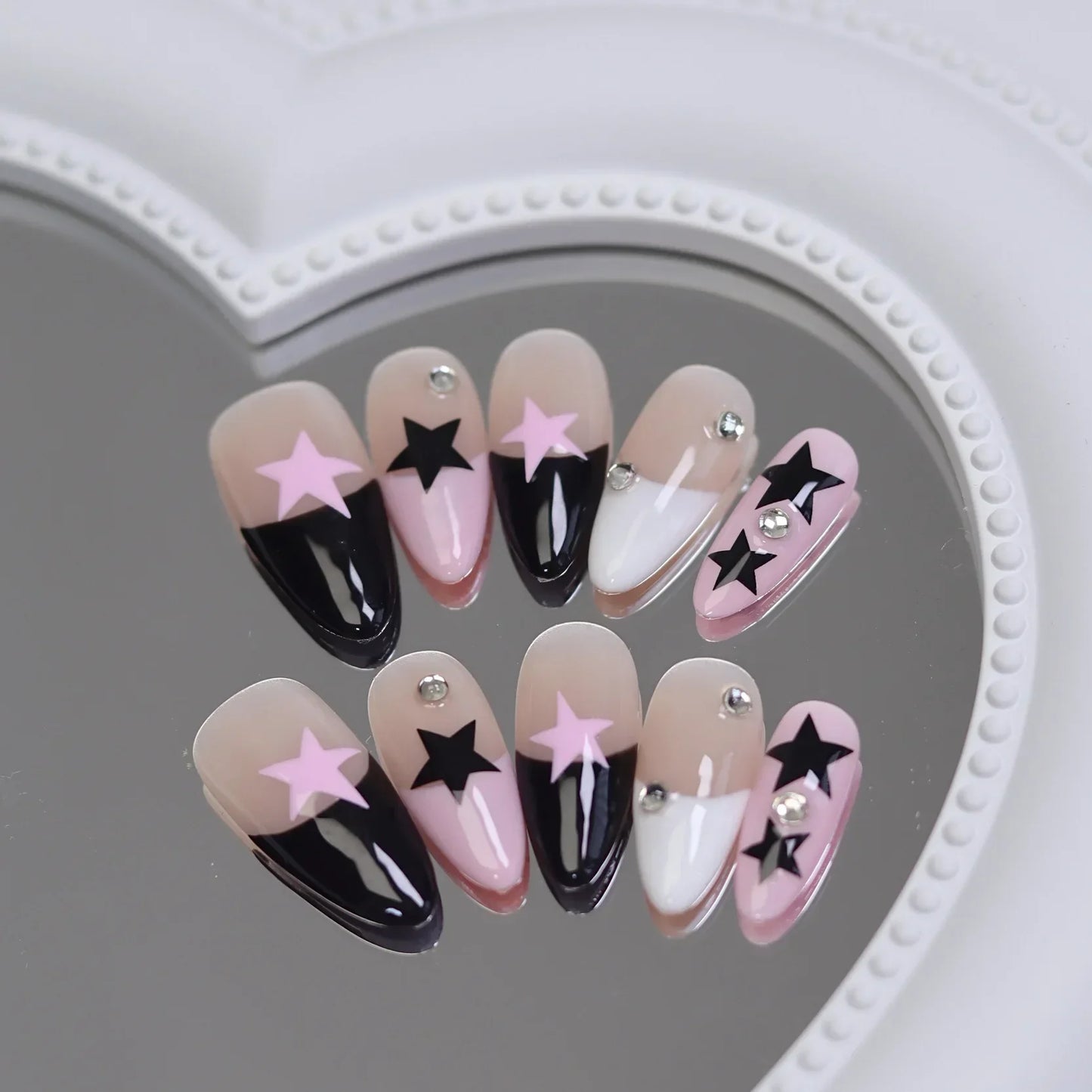 10 Pcs Metallic Glitter Press On Nails-10