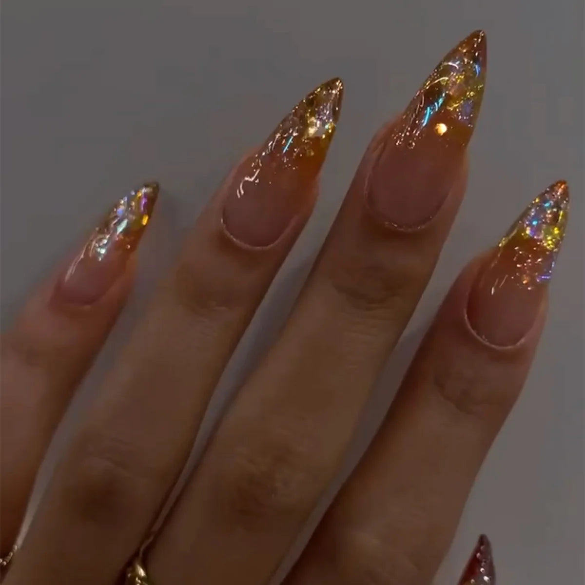 24Pcs French Almond Press On Fake Nails-0