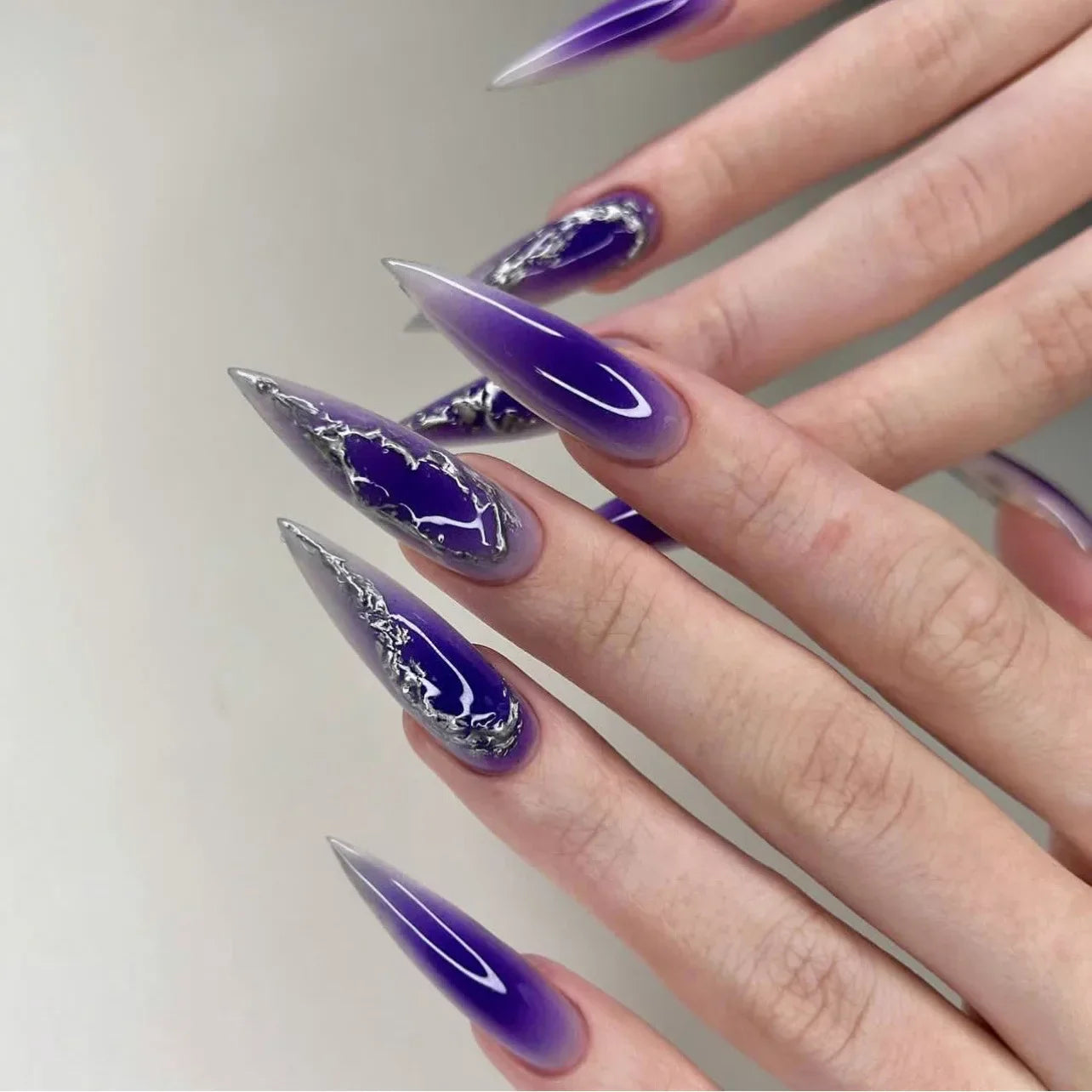 24Pcs French Almond Press On Fake Nails-1