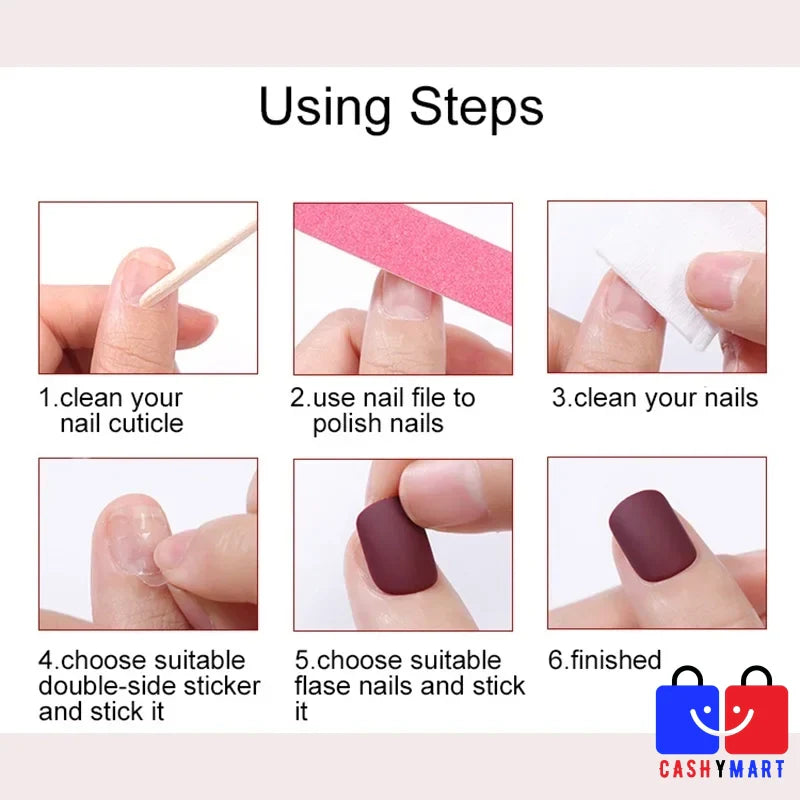 Blush Bow Short Fake Nails-4