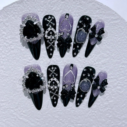 Butterfly Camellia Stiletto Nails-0