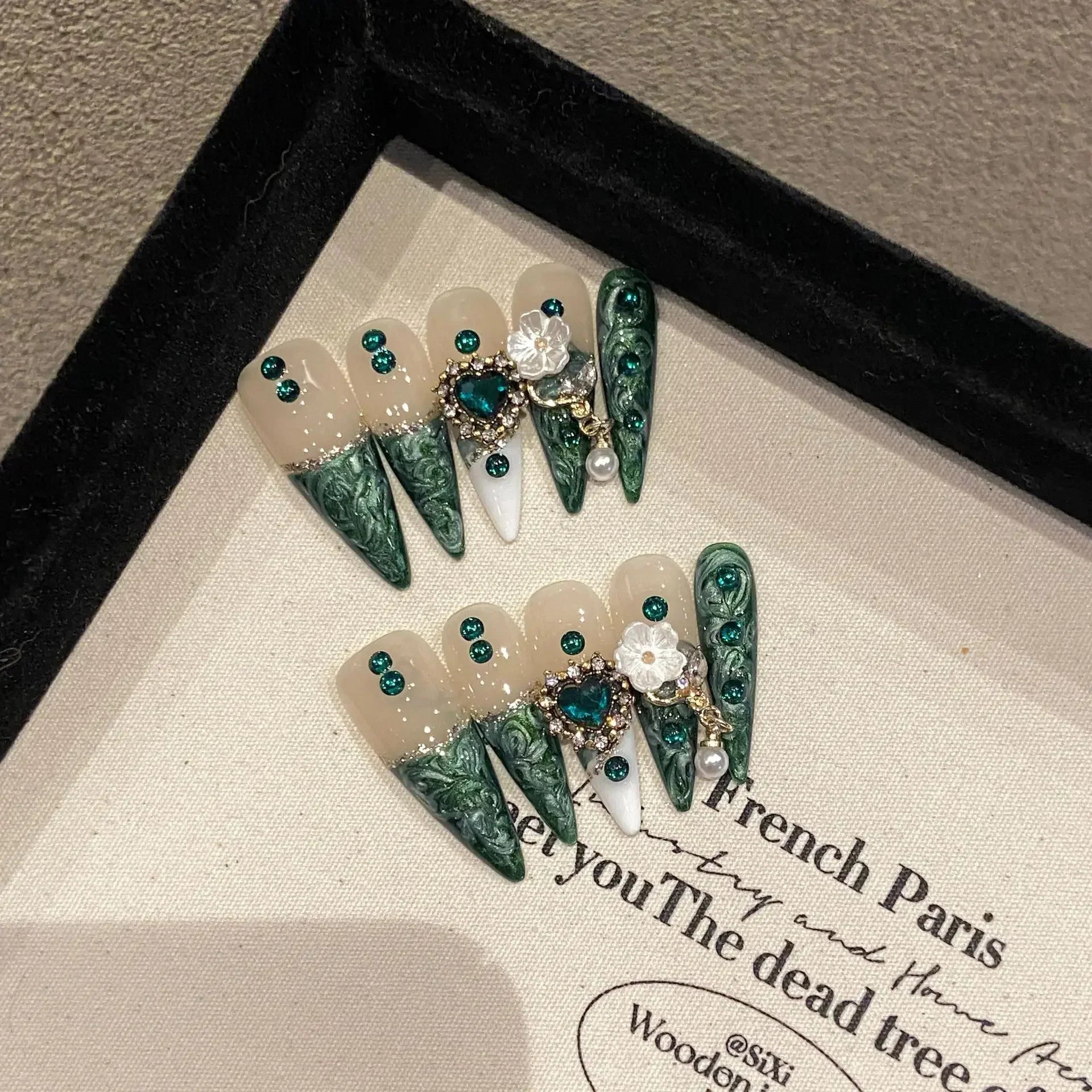Butterfly Camellia Stiletto Nails-3