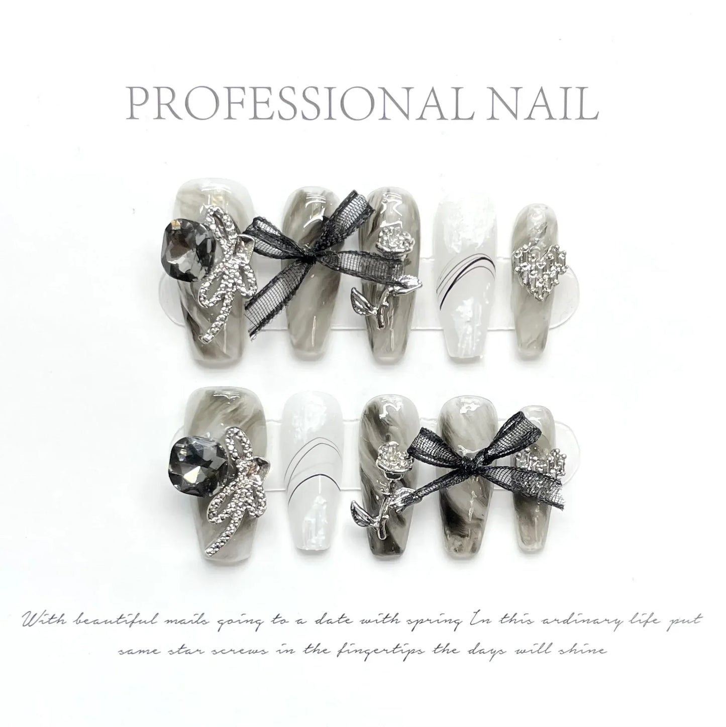 Butterfly Camellia Stiletto Nails-9