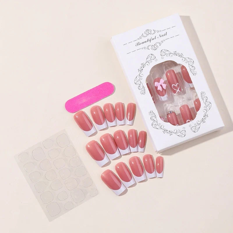 Chic Glossy Nude Press On Nails Set-1