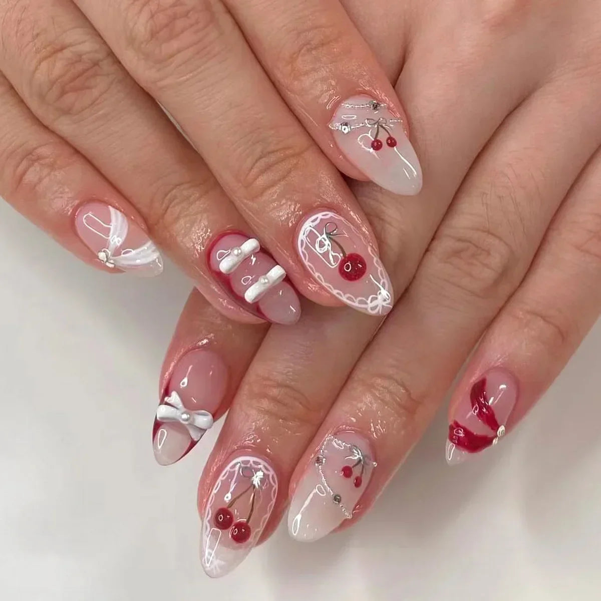 Colorful 3D Flower & Butterfly Press-On Nails-10
