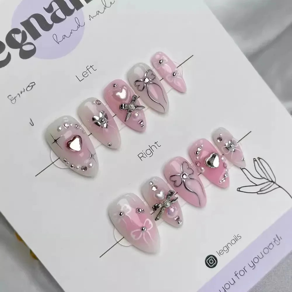 Colorful 3D Flower & Butterfly Press-On Nails-11