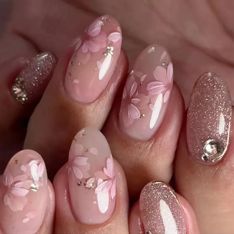 Colorful 3D Flower & Butterfly Press-On Nails-12