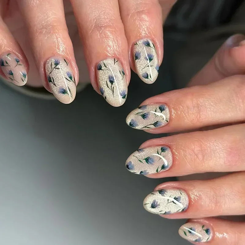 Colorful 3D Flower & Butterfly Press-On Nails-13