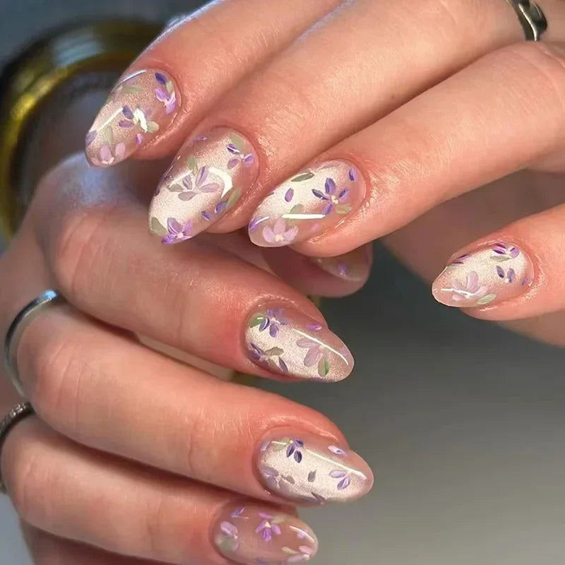 Colorful 3D Flower & Butterfly Press-On Nails-15