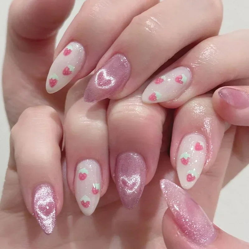 Colorful 3D Flower & Butterfly Press-On Nails-17
