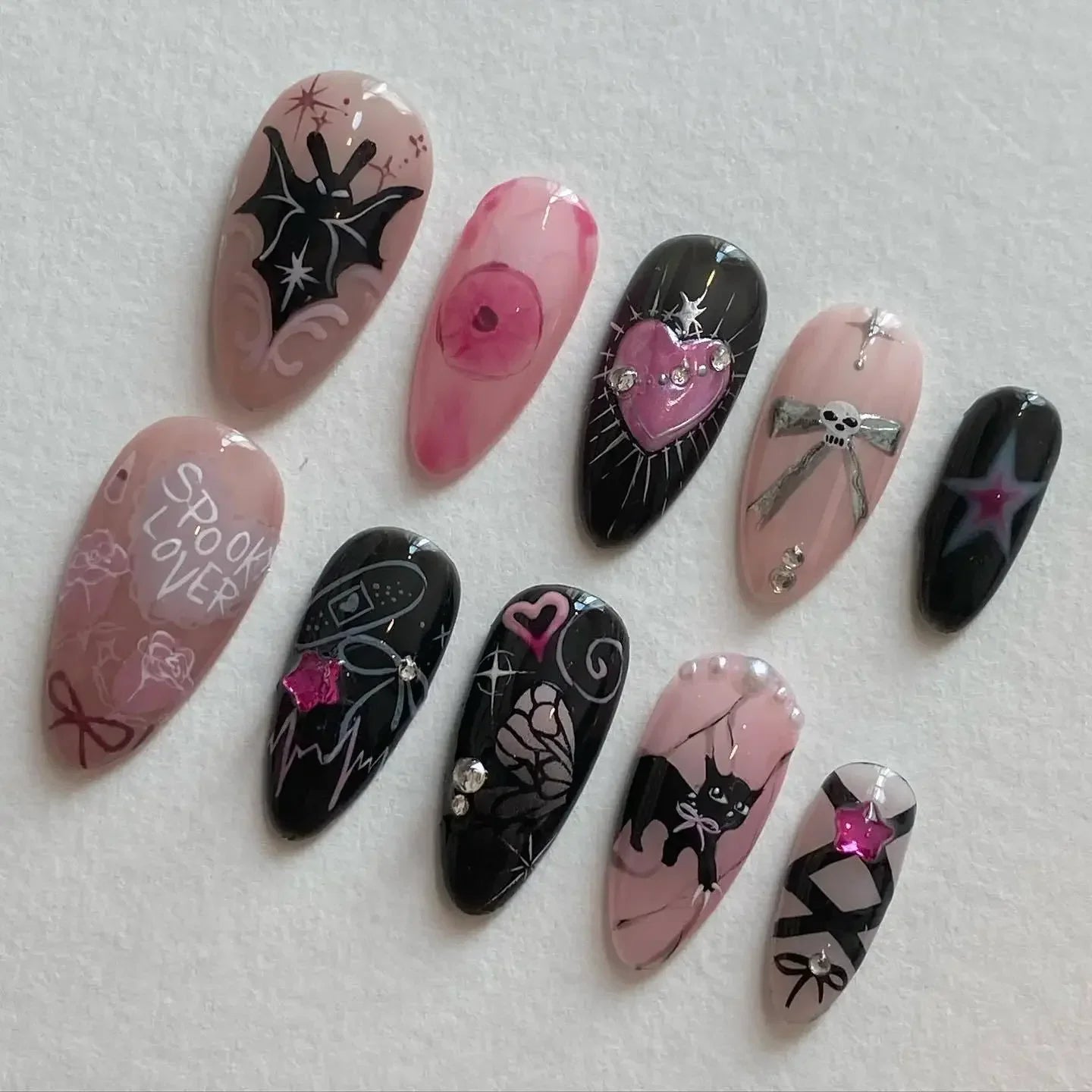 Colorful 3D Flower & Butterfly Press-On Nails-18